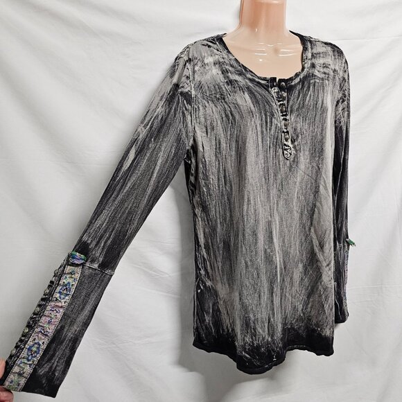 Aratta Silent Journey Women Size M Boho Popover Top Tunic Embroidery Acid Washed - Picture 5 of 14